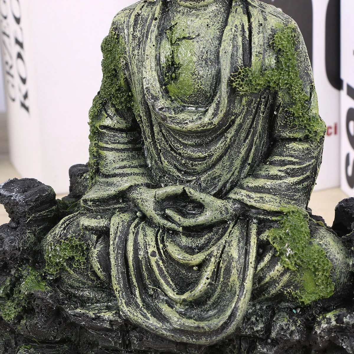 

Resin Buddha Sitting Statue Premium Thick Resin Aquarium Decoration Fish Tank Rockery Stone Statue Ancient Stress Relief Hideout