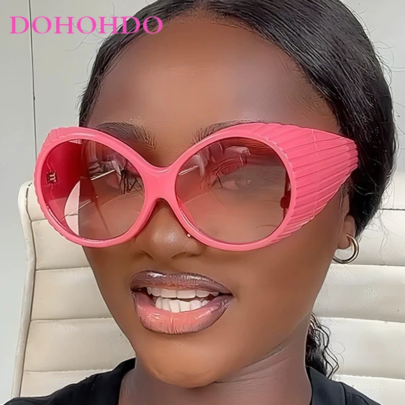 

Trending Cyberpunk Oversized Round Frame Women Sunglasses Designer Brand Personality Sunglass Men Sports Windproof Goggles UV400