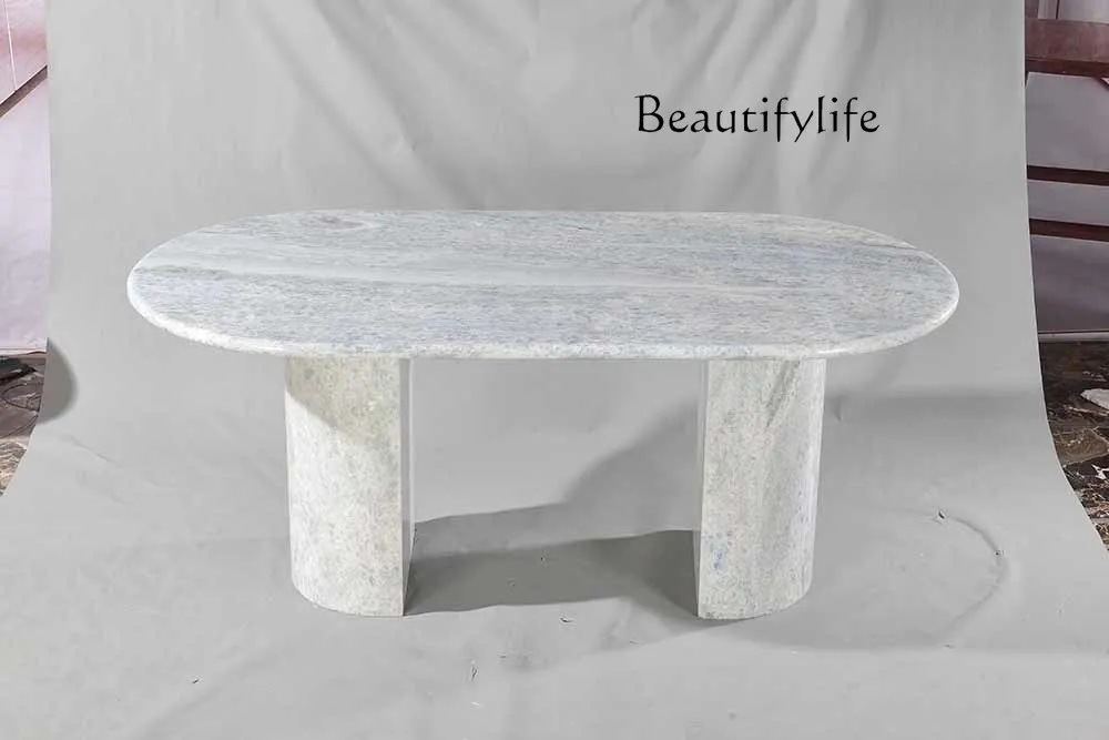 Natural blue crystal dining table living room modern simple light luxury dining table marble dining room