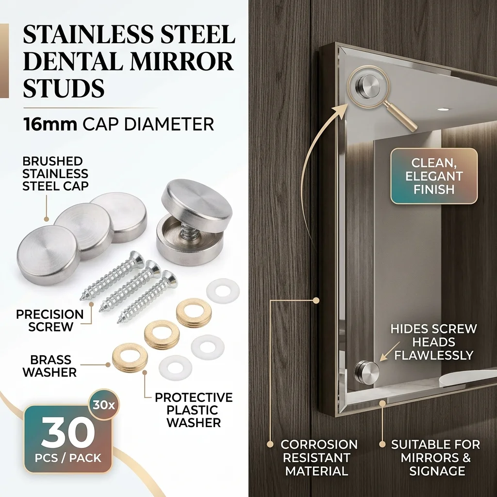 30Pcs Stainless Steel Mirror Nails 16mm Decorative Screws Copper Thread Cap Furniture Glass Advertising Fasteners Hardware