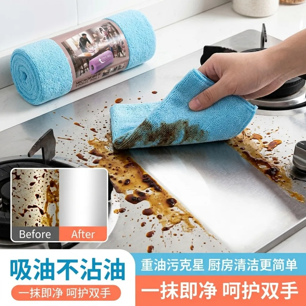 Cross-border disposable kitchen cleaning hand-shred towels absorbent thickened dry and wet rags