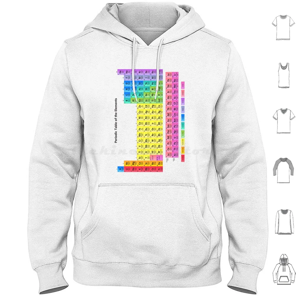 

Подробная периодическая таблица хлопчатобумажной толстовки с длинными рукавами, периодическая таблица, научная химия
