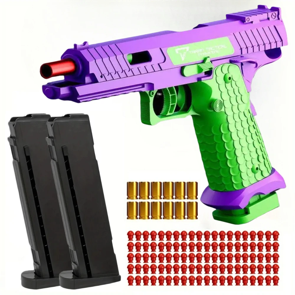 SIG17 Shell Ejecting Soft Bullet Gun, Mechanical Toy Empty Hanging Pistol Outdoor Shooting Game Educational Model Toy for Adult