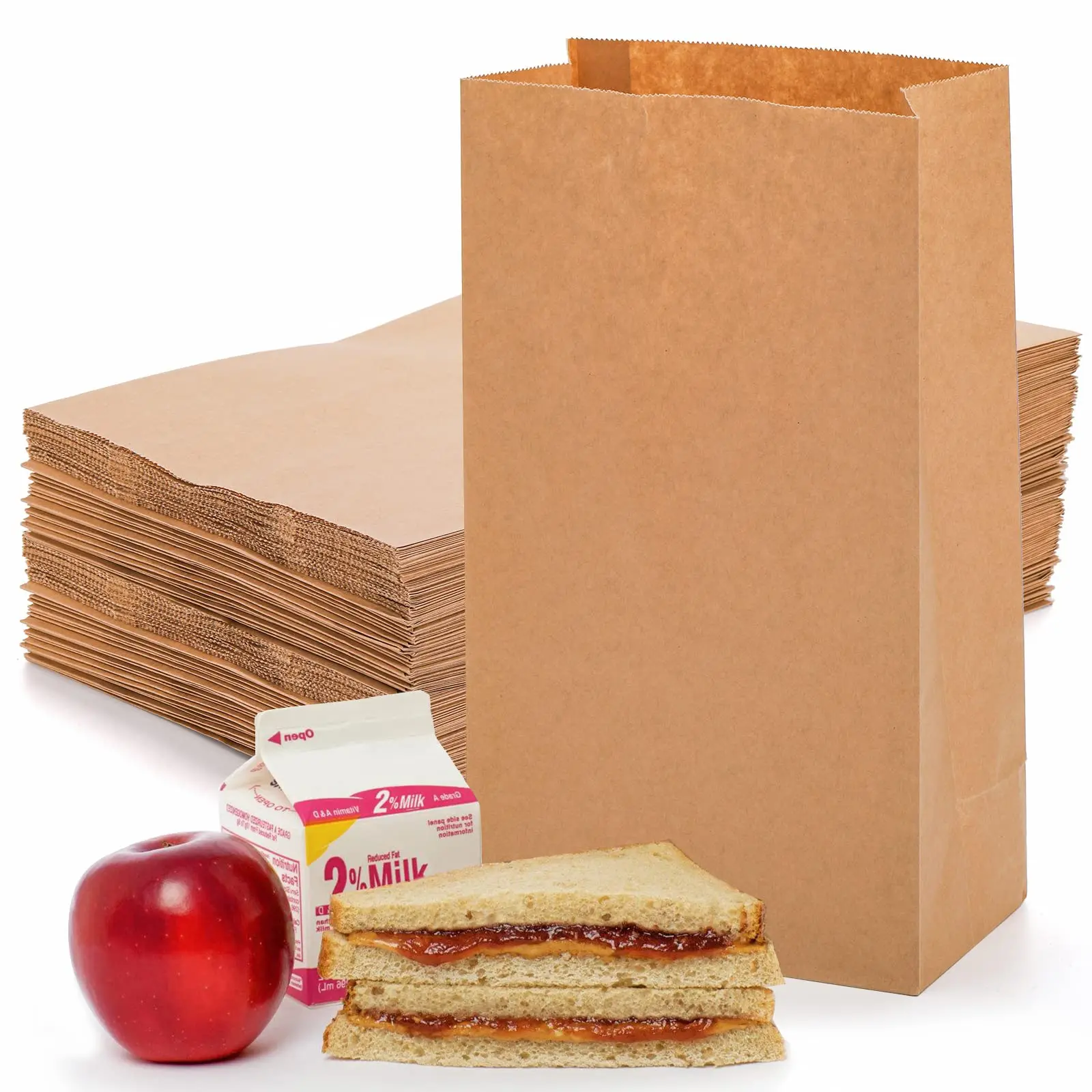 Paper Lunch Bags 20/50/100PCS Kraft Paper Sandwich Bags for Bread Snack Small Paper Grocery Bags Food Packaging Take Away Bag