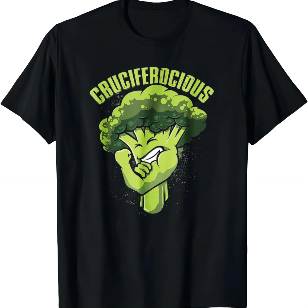 Funny Vegan T-Shirt Cruciferocious T-Shirt Round Neck Short Sleeve Tee Summer Casual Graphic T Shirt Camiseta Streetwear