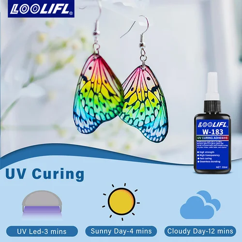 Imagen 2 del producto Adhesivo UV de alta transparencia, resistente al agua, mejorado por la curación UV, para la fabricación de artesanía, DIY varios modelos. Fácil de operar y fácil de usar (cada botella de pegamento envía una lámpara UV)