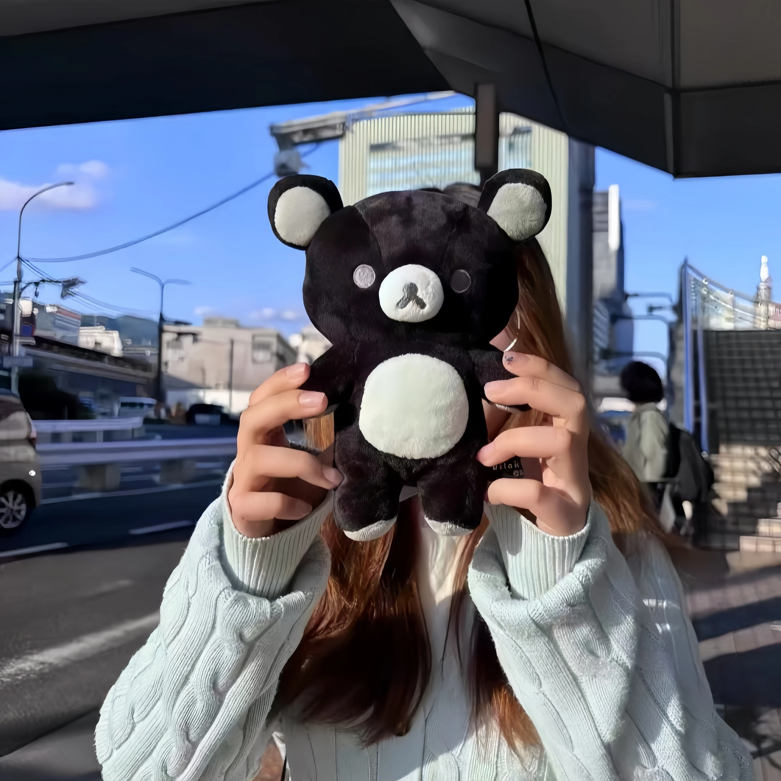 Rilakkuma Plush Toy Adorably Animal Teddy Bear Peluche Black/White Stuffed Doll Kuma Plushies Kawaii Room Decor Gift