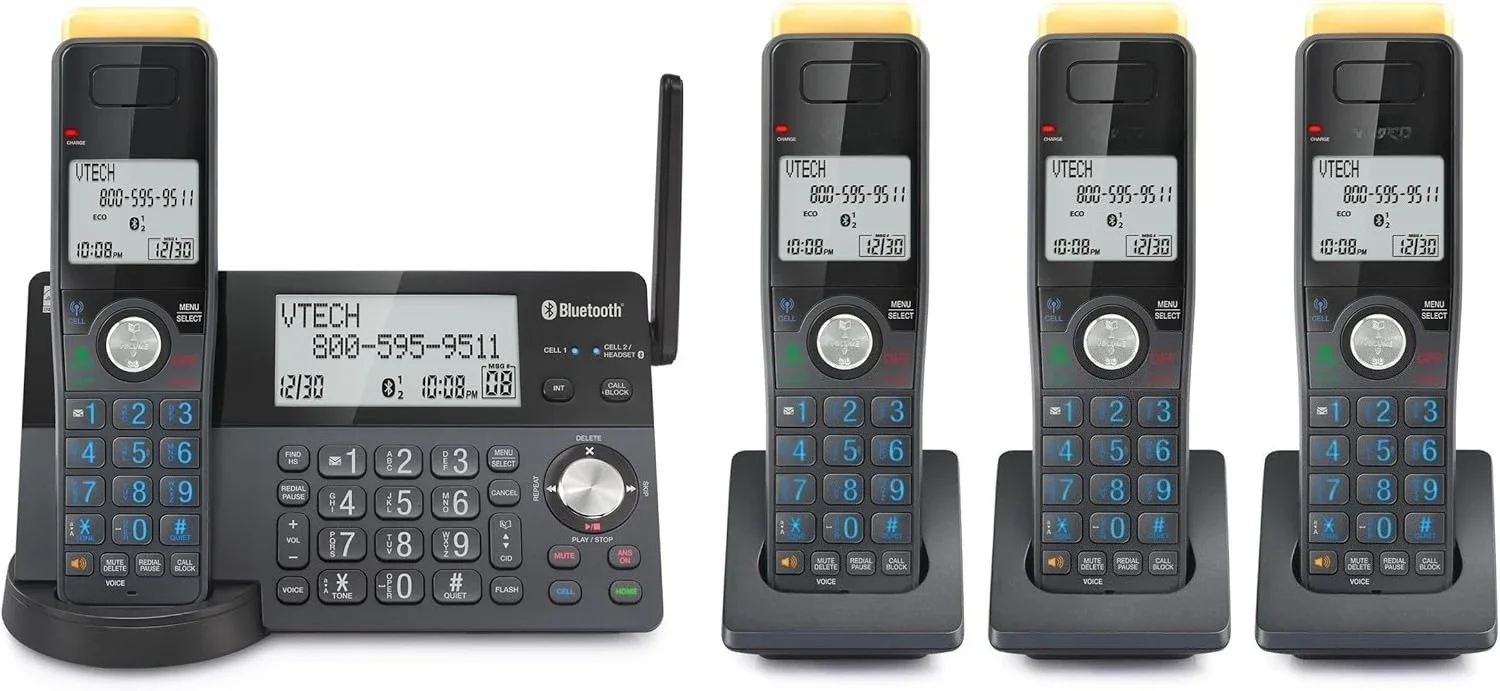 

IS8128-41 Беспроводной телефон DECT 6.0 с 4 ручками сверхдальнего действия для дома с машиной ответа, диапазоном 2300 футов, вызовом, домофоном