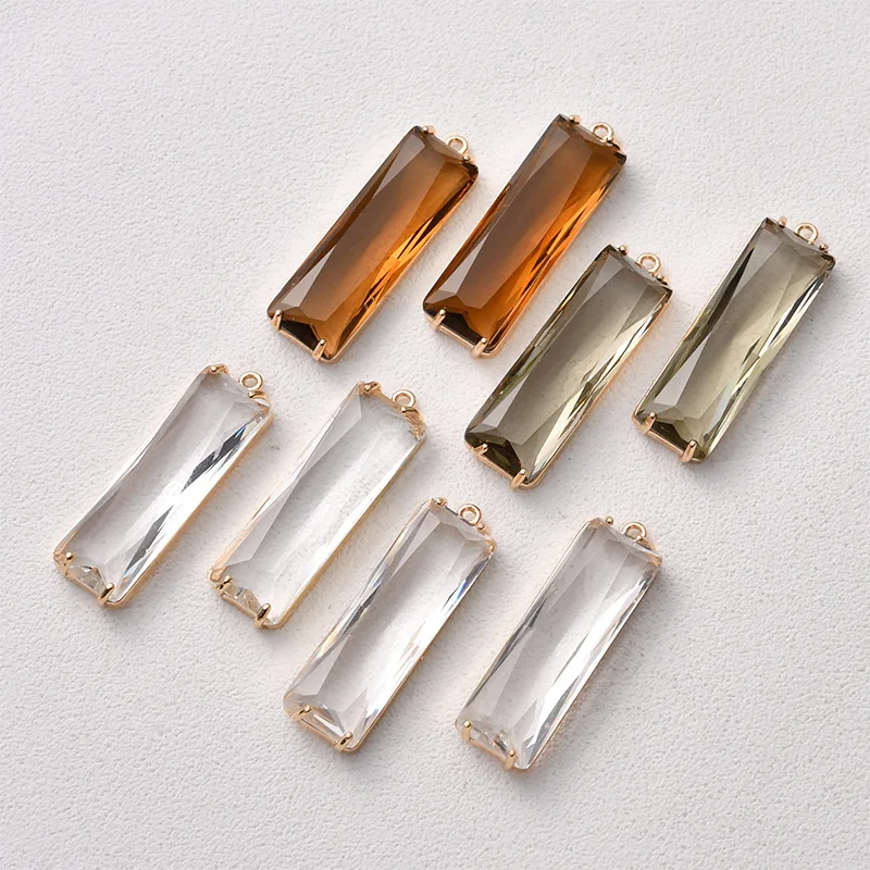 Copper Hemming Color Rectangular Rhinestone Pendant Pendant DIY Handmade Bracelet Necklace Ear Jewelry Accessories Material