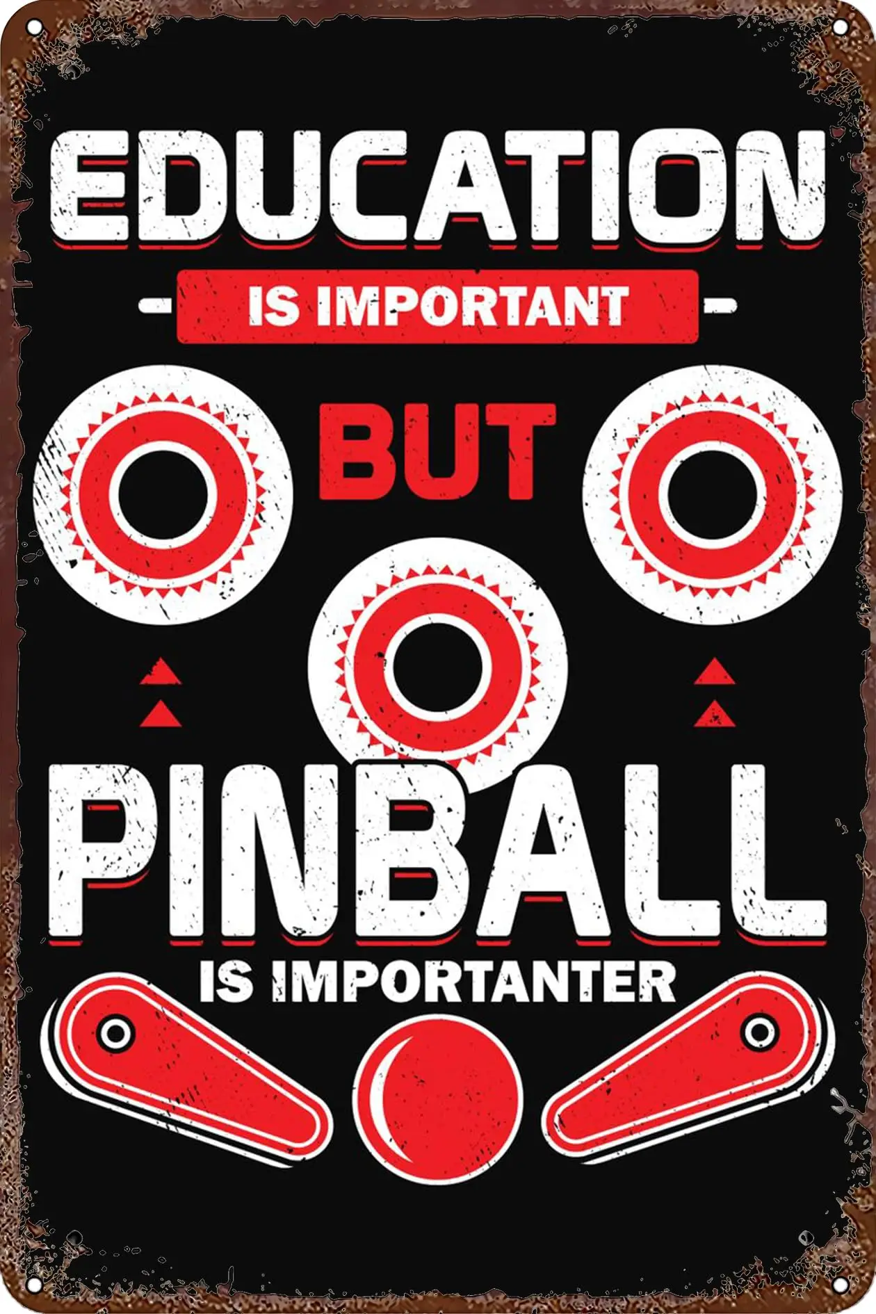 Pinball Is Importanter Poster Game Retro Funny Metal Sign Sheet Signs Tin Sign, Outdoor Home Wall Decoration 8x12inch