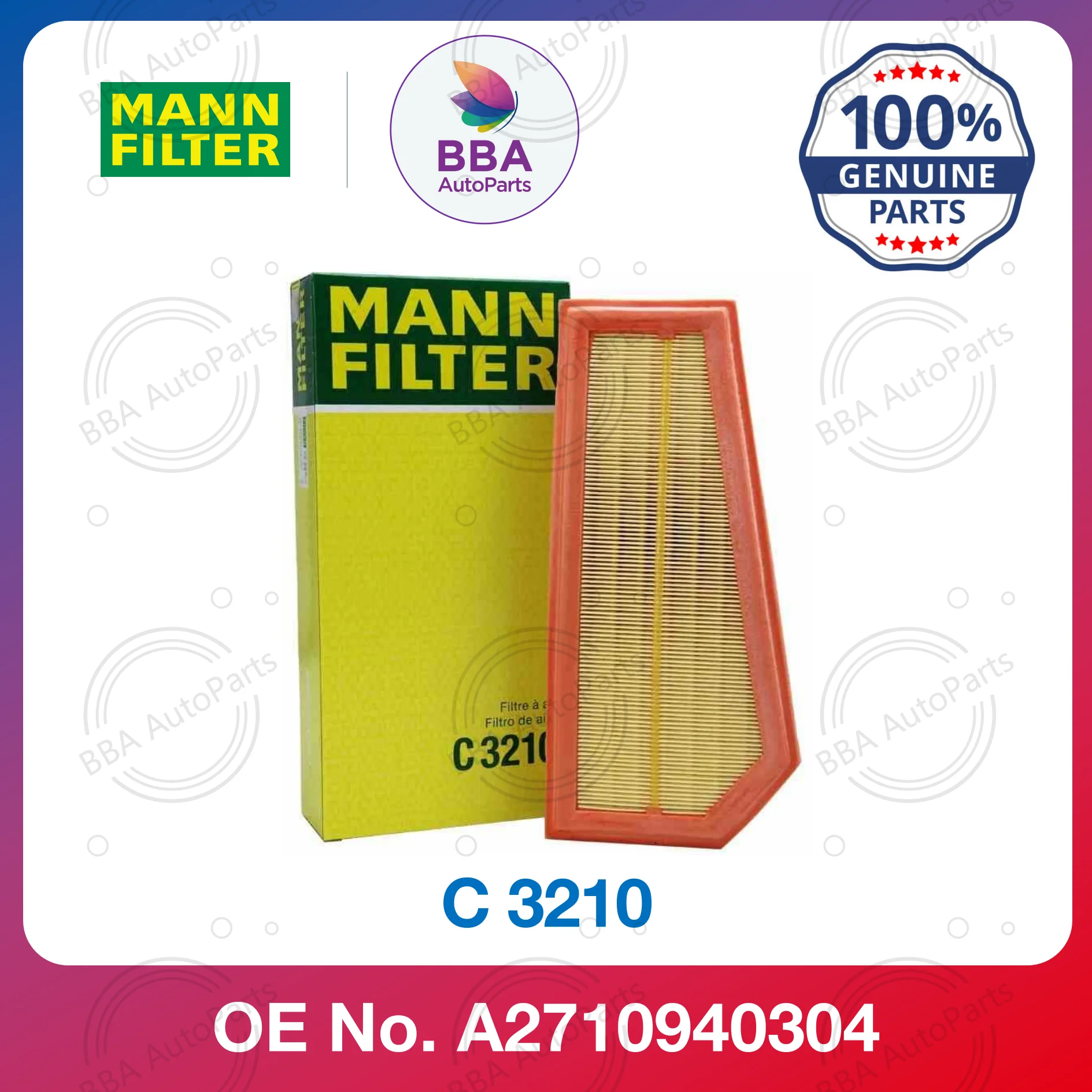 

Воздушный фильтр Mann C 3210 для Benz E200L E260L C260 C180 SLK200 с OE A 2710940304