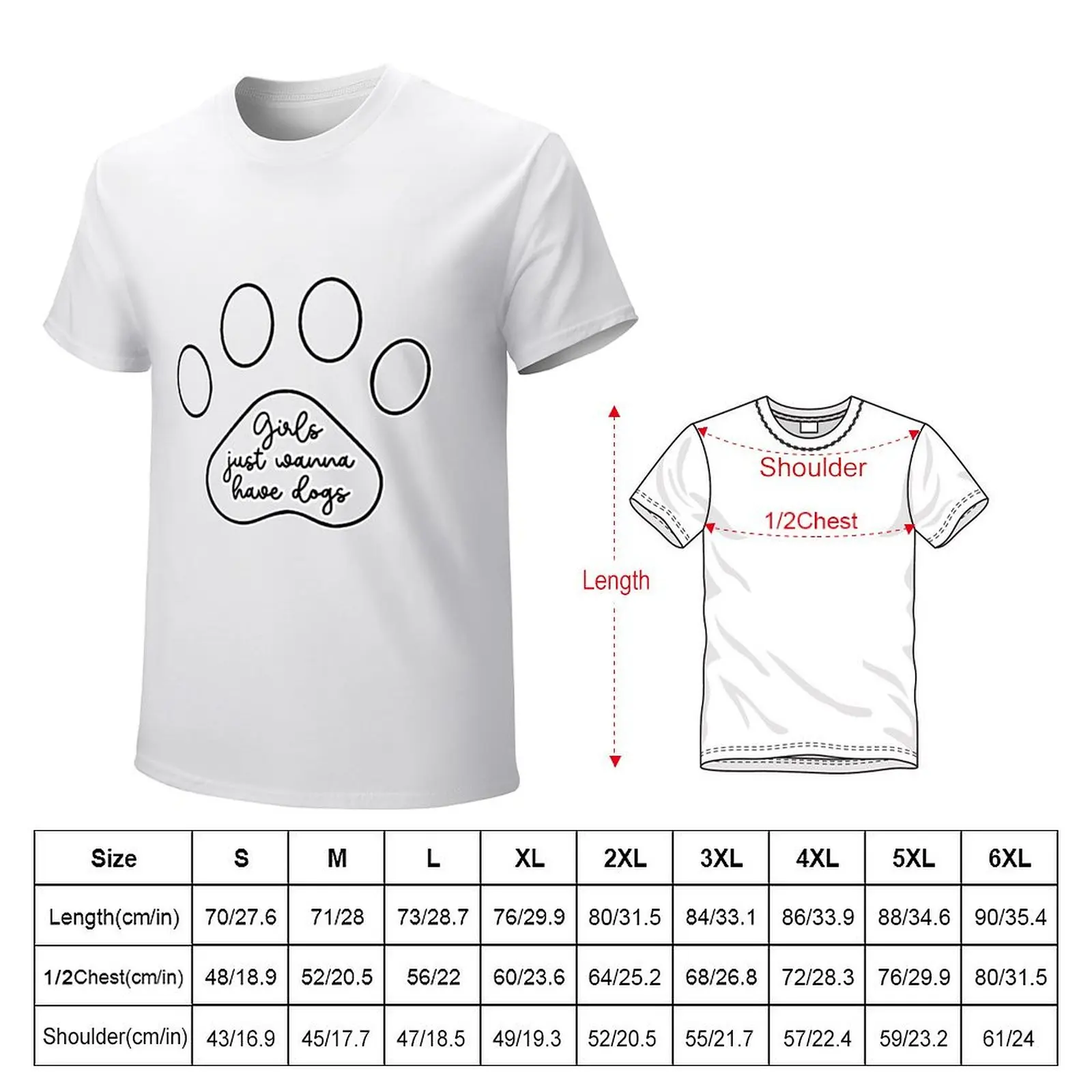 Girls just wanna have dogs T-shirt aesthetic clothes korean fashion black t shirts for men