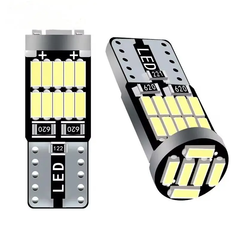 

2PCS T10 W5W 194 LED Bulb Canbus 12V 4014-26SMD 6500K Bright White Car Interior Dome Door Turnk License Plate Lights