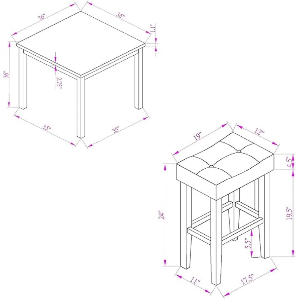 Industrial Bar Table Set with Power Outlet Breakfast Table Behind Couch Table withPadded Stools for Kitchen Living Room Dining