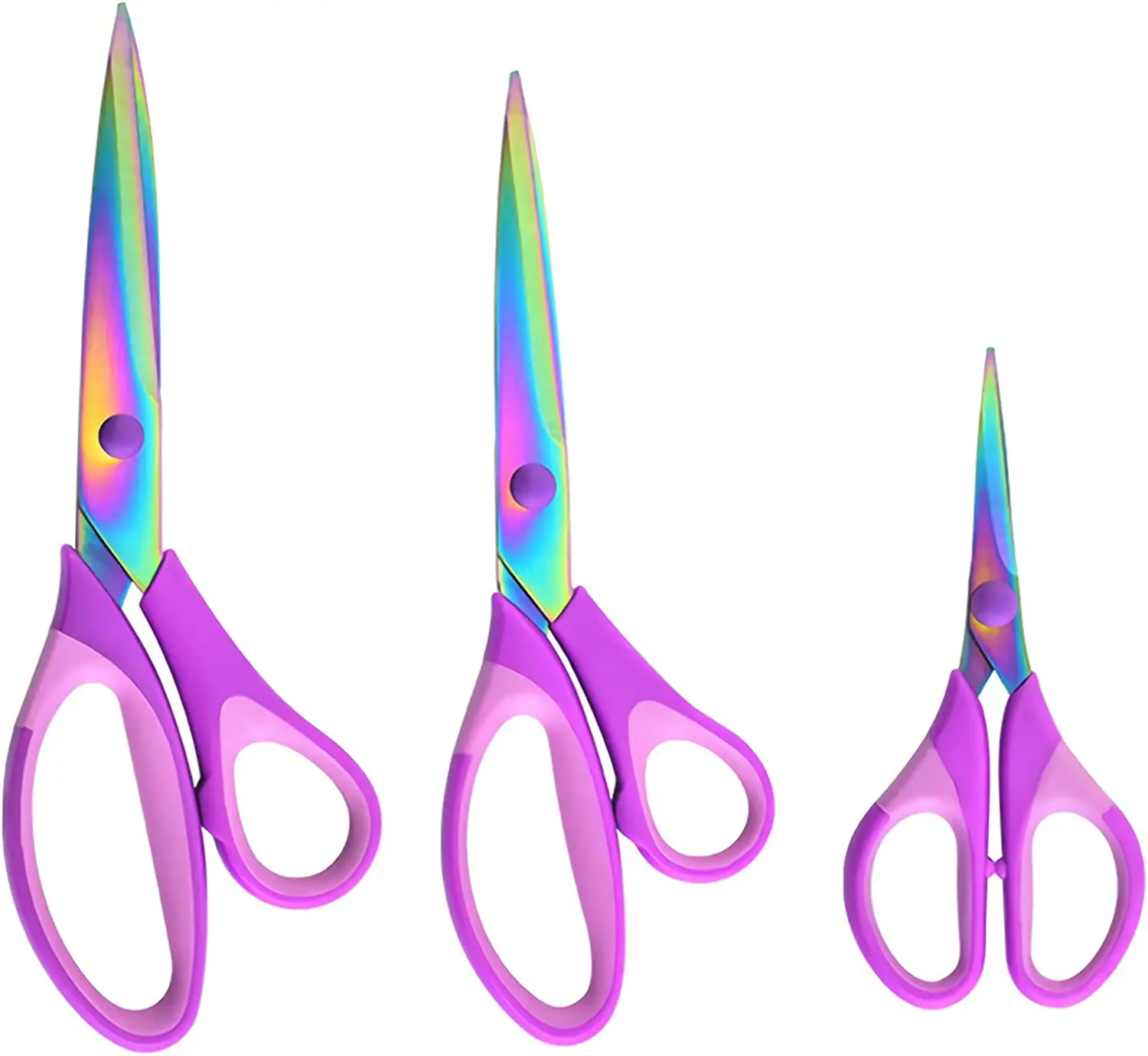 Craft Scissors Set of 3 Pack , All Purpose Sharp Titanium Blades Shears Rubber Soft Grip Handle, Multipurpose Fabric Scissors To