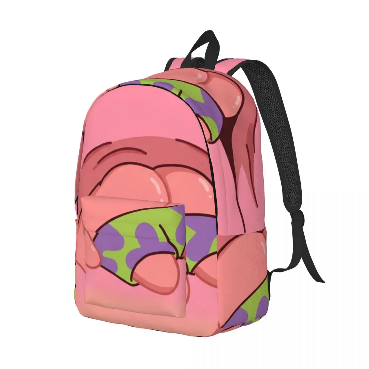 Sweet Student Backpack Center Hiding Feet Whimsical Illustration Solid Pink Multi Color Girls Bookbag for Valentine Birthday Men