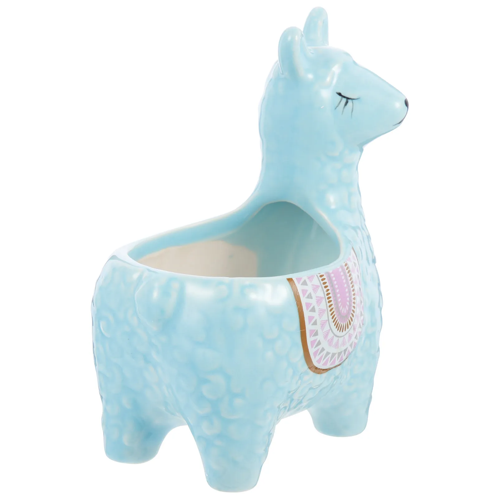 Adorable Alpaca-Shaped Ceramic Flowerpot for Succulents Small Desktop Planter Lightweight Compact Bonsai Pot Office Pen Holder