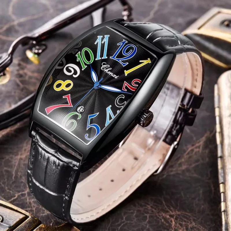 CHENXI 8217 Fashion Quartz Watches for Man Creative Dial Calendar Luminous Waterproof Leather Strap Men's Watch Reloj Hombre