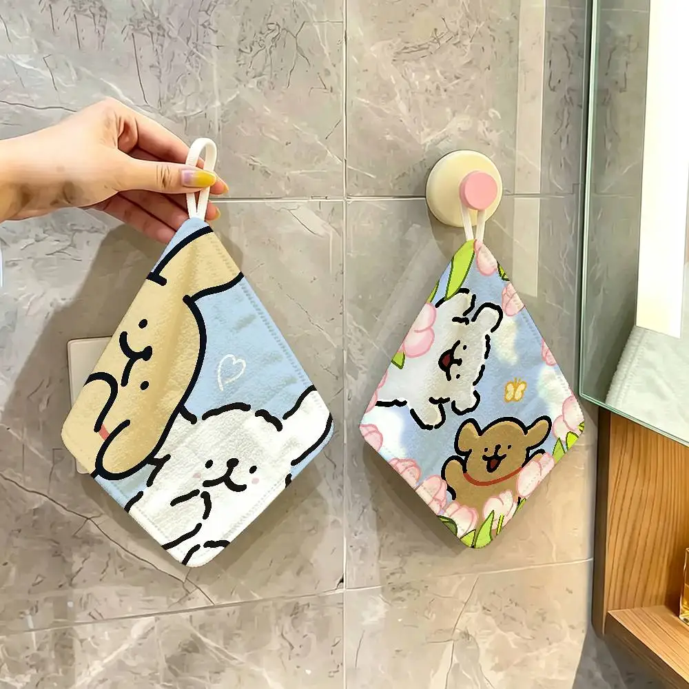 Animal maltese and golden retriever Polyester Cotton Hand Wiping Towel, Hanging Design, Durable for Household Restaurant