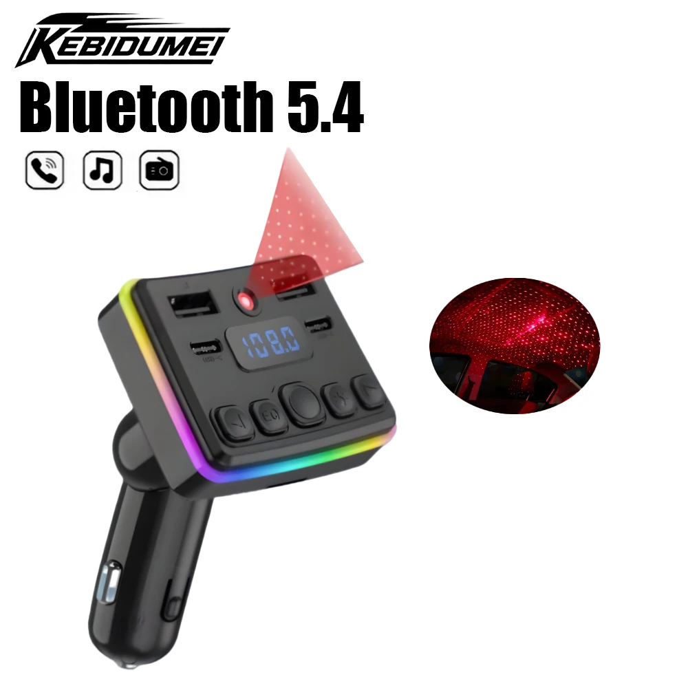 KEBIDUMEI 9in1 Car Charger FM Transmitter Bluetooth Receiver Type-C USB Adapter Handsfree MP3 Player Car Electronics Accessories