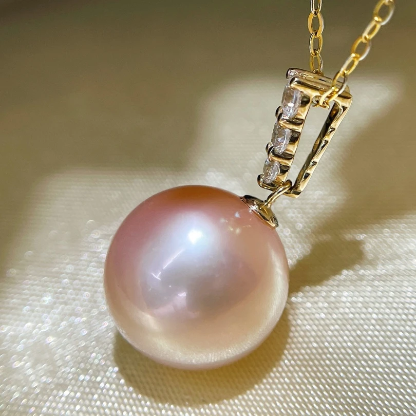 

Classic Design 11-12mm Pink Natural Freshwater Pearl Pendant with 18K Gold Material Luxury Fine Jewelry Birthday Gift for Woman