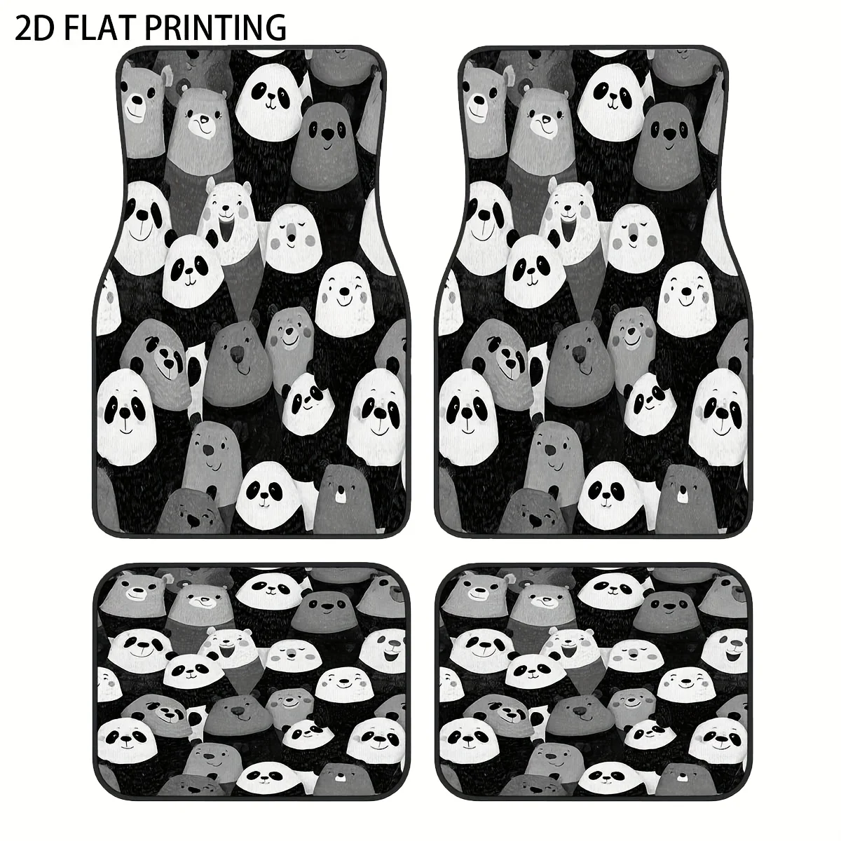 4pcs Car Floor Mats With A Cute Dense Panda Pattern, Durable And Easy To Clean, Suitable For Most Sedans, SUVs, And RVs, Perfect
