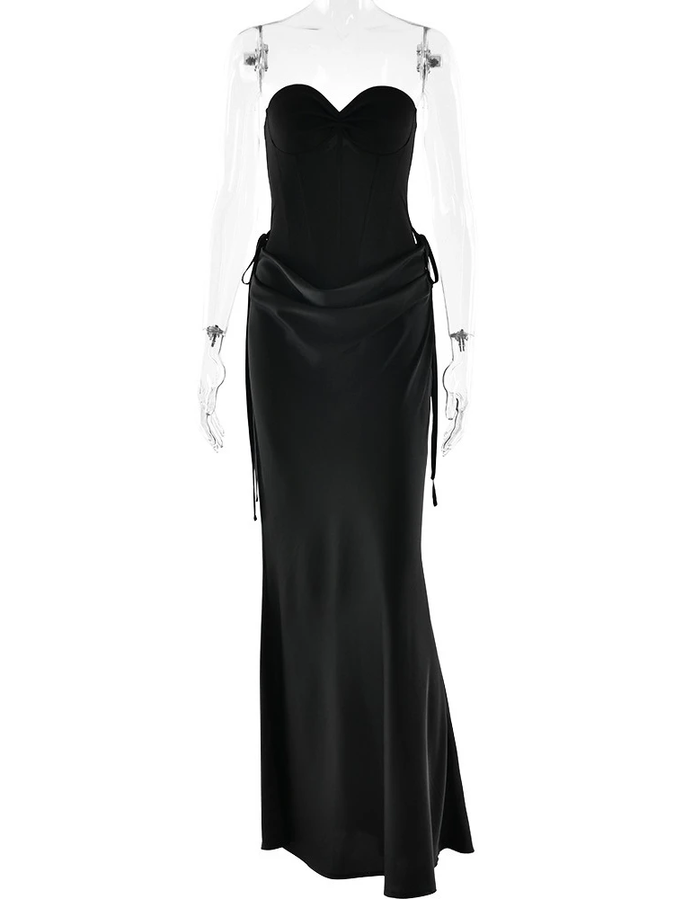 Sexy trägerloses, schulterfreies, langes Maxi-Wickelkleid für Damen, ärmellos, rückenfrei, Bandage, Abendparty-Kleider, elegante Ballkleider