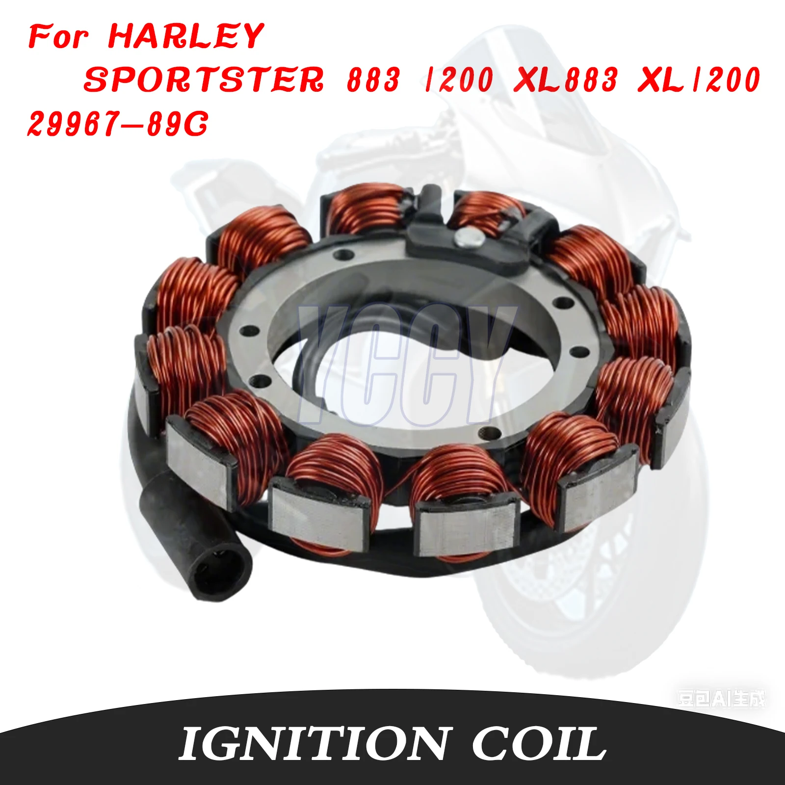 Bobine de stator de magnéto de moto impeccable 29967-89C compatible avec HARLEY SPORTSTER 883 1200 XL883 XL1200 XL STATOR ASSY 1991-2006