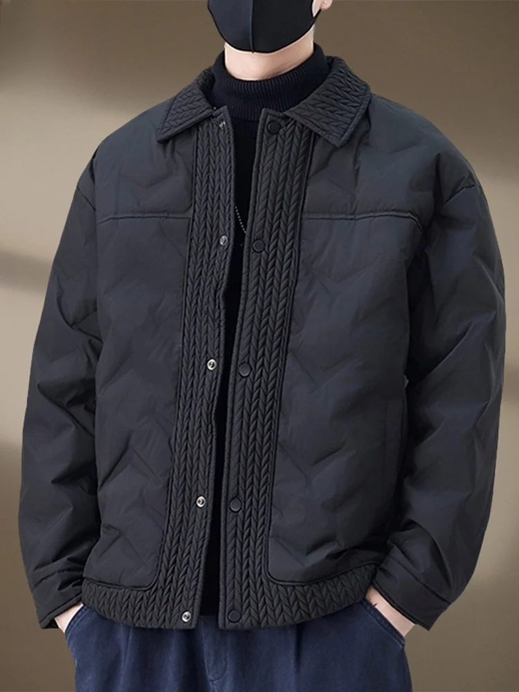 

Мужская стеганая пуховая куртка с утепленным воротником, верхняя одежда из полиэфирного волокна, молодежная модная зимняя куртка