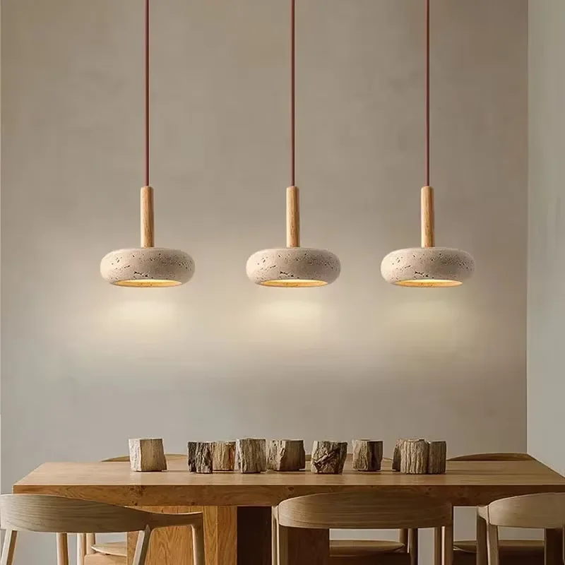 Hot Selling Pendant Lamps Wabi Sabi Circular Yellow Stone Commercial Home Decoration Restaurant Room LED Droplight