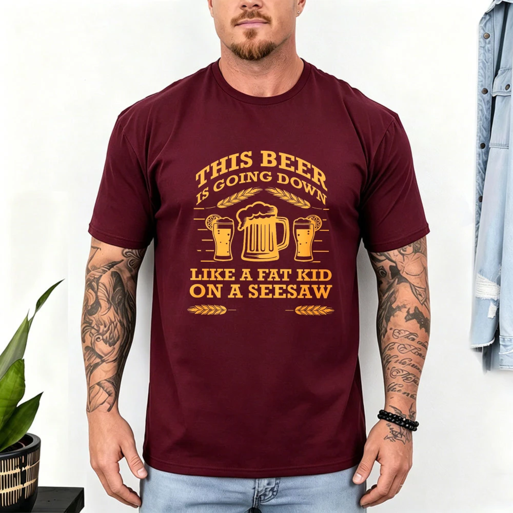 This Beer Is Going Down Wheat Barley Vintage Mug Cotton Men Tshirt Retro Farm Brewery Slogan Graphic Tops Country Pub Street Tee