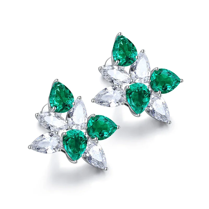 RUIF 2024 Luxury S925 Silver Classical 6.17ct Lad Grown Emerald Earrings for Women Daily Anniversary Party