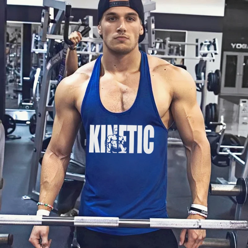 New Men's Dynamic Muscle Graphic Fitness Vest-Brand Cotton Sleeveless Shirt, Casual Fashion Fitness Stringer Running Vest