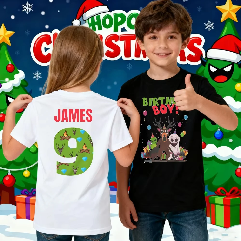 99 noites na floresta inspirado veado coruja alienígena camiseta crianças aniversário menino camiseta presente para meninos festa usar camisetas fofas para crianças camisa