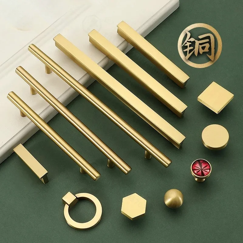 New Chinese Style Solid Brass Cabinet Handle Modern Simple Drawer Pull for Wardrobe Door Hardware Wholesale