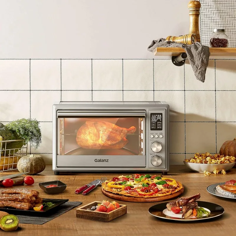Galanz GT12SSDAN18 مجموعة القلي والمشواة الرقمية 8 في 1 محمصة مقلاة هوائية، فرن حراري مع بيتزا وتجفيف، 4 ملحقات