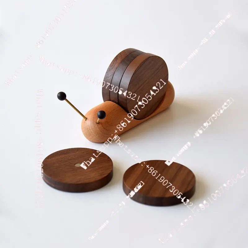 

ornament creative snail drinking tea wooden coaster kung fu tea ceremony solid wood insulation pad wooden teacup mat gift
