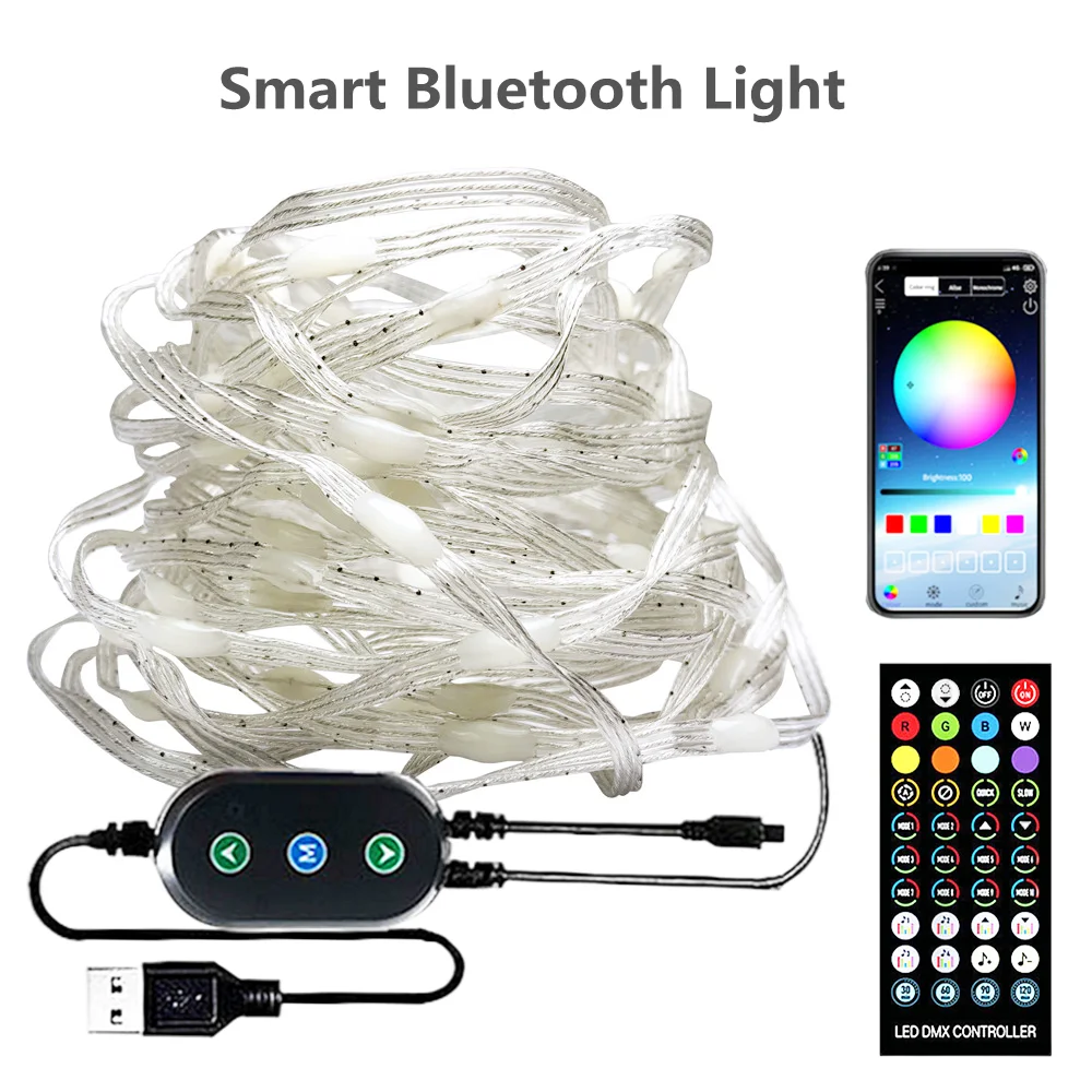 WS2812B LED String Light USB 5V Smart Bluetooth Dream Color Decoration Lights indirizzabile individualmente Christmas String Light