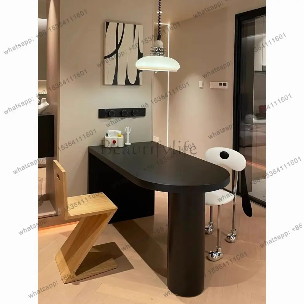 Solid Wood Conference Table Home Bar Table Long Table Wabi-Sabi Style Bar Desk Integrated Office Desk Workbench