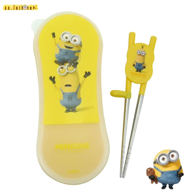 Minions Anime Character Cartoon Cute Children Learning Chopsticks Creative Anti-Slip and Anti-Fall Training Chopstick Box Set