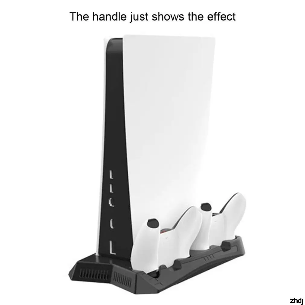 PS5 용 게임 콘솔 라디에이터 + DualSense 컨트롤러 용 2 개의 충전 포트를 포함한 PS5 용 충전베이스 핸들