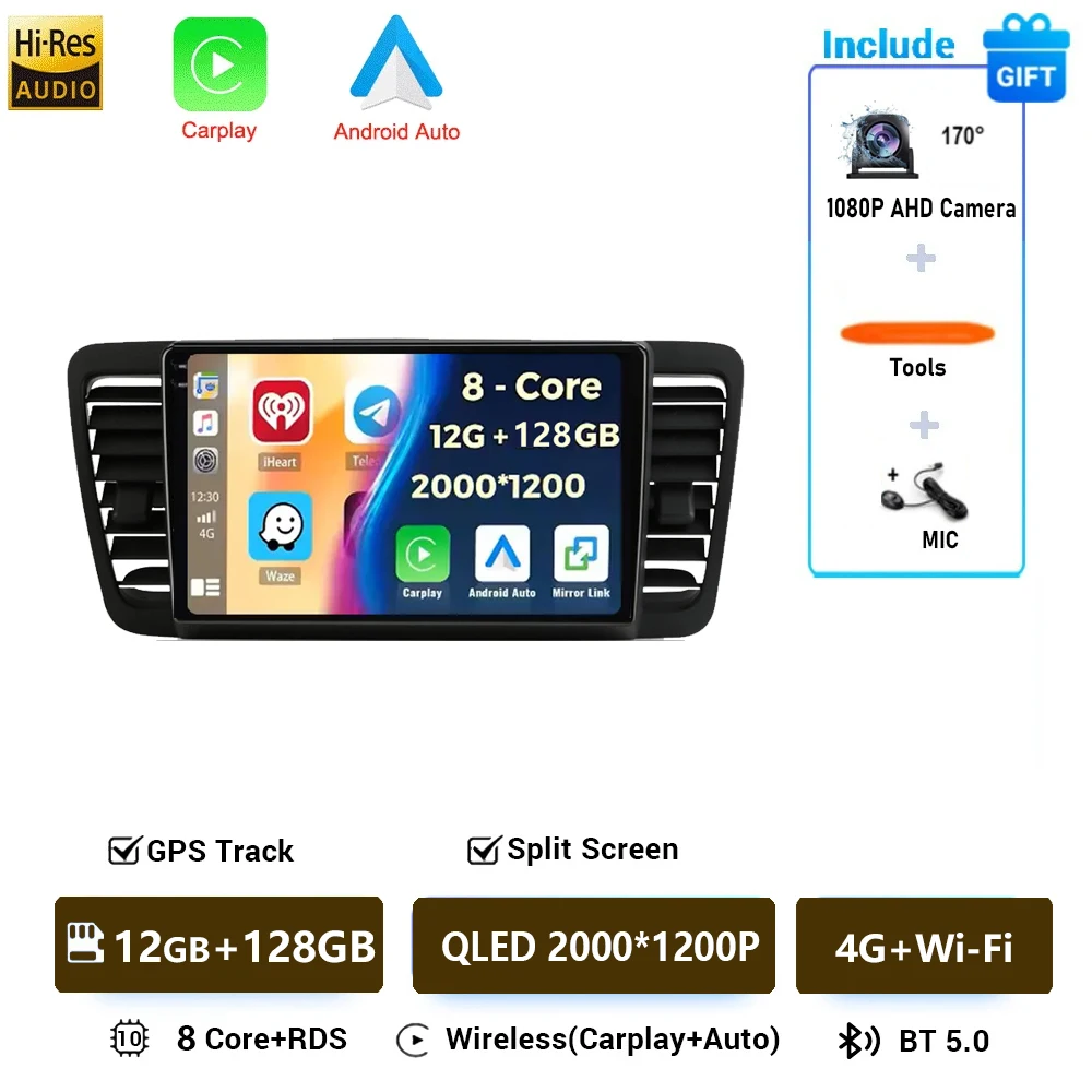 Android 16 Voor Subaru Outback 3 Legacy 4 2003-2009 LHD 2K QLED Android Autoradio Multimedia Video speler GPS Stereo CarPlay 4G