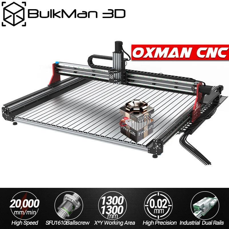 

BulkMan3D OXMAN CNC Engraver 4-Axis SFU1610 Ball Screw Precision Router Machine for Metal Wood Acrylic Cutting Milling Engraving