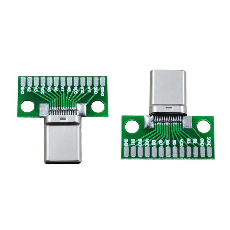 

1/2pcs USB 3.1 Type C Connector 24+2P Male Plug Receptacle Adapter to Solder Wire & Cable USB-C 24P+2P PCB Test Board