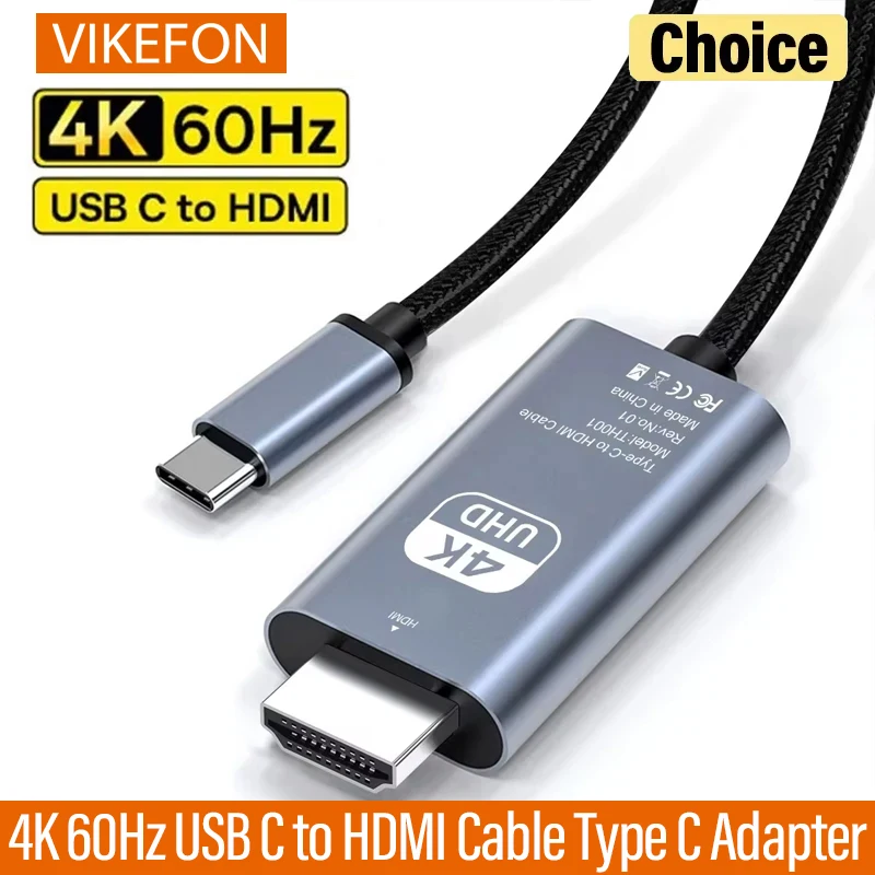 

4K 60 Гц USB C — HDMI-совместимый кабель Адаптер типа C Кабель-конвертер HDTV для iPhone 15 ТВ-конвертер MacBook Air Samsung Ноутбук