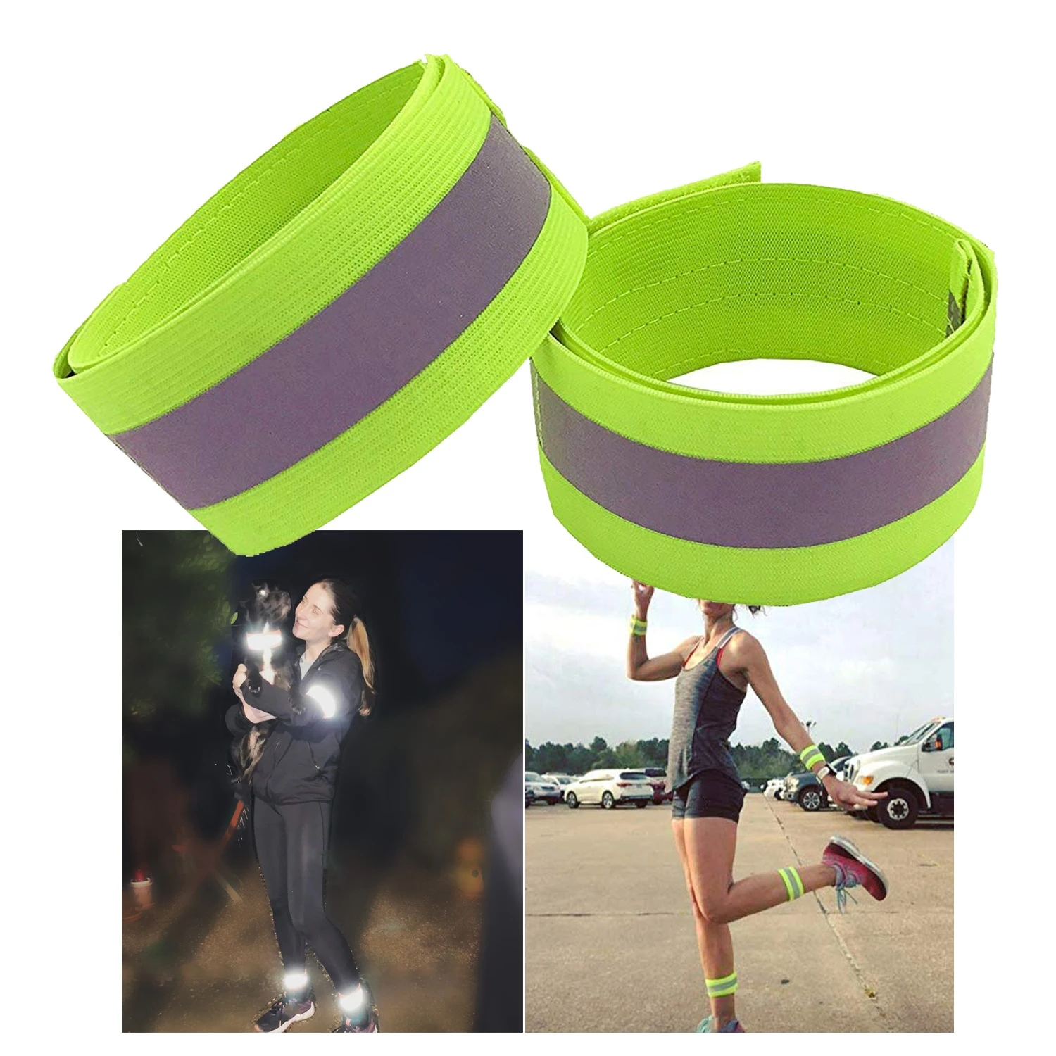 Cycling Reflective Strips Outdoor Running Warning Wristband Safety Armband Bicycle Bind Pants Hand Leg Strap Sports Tape