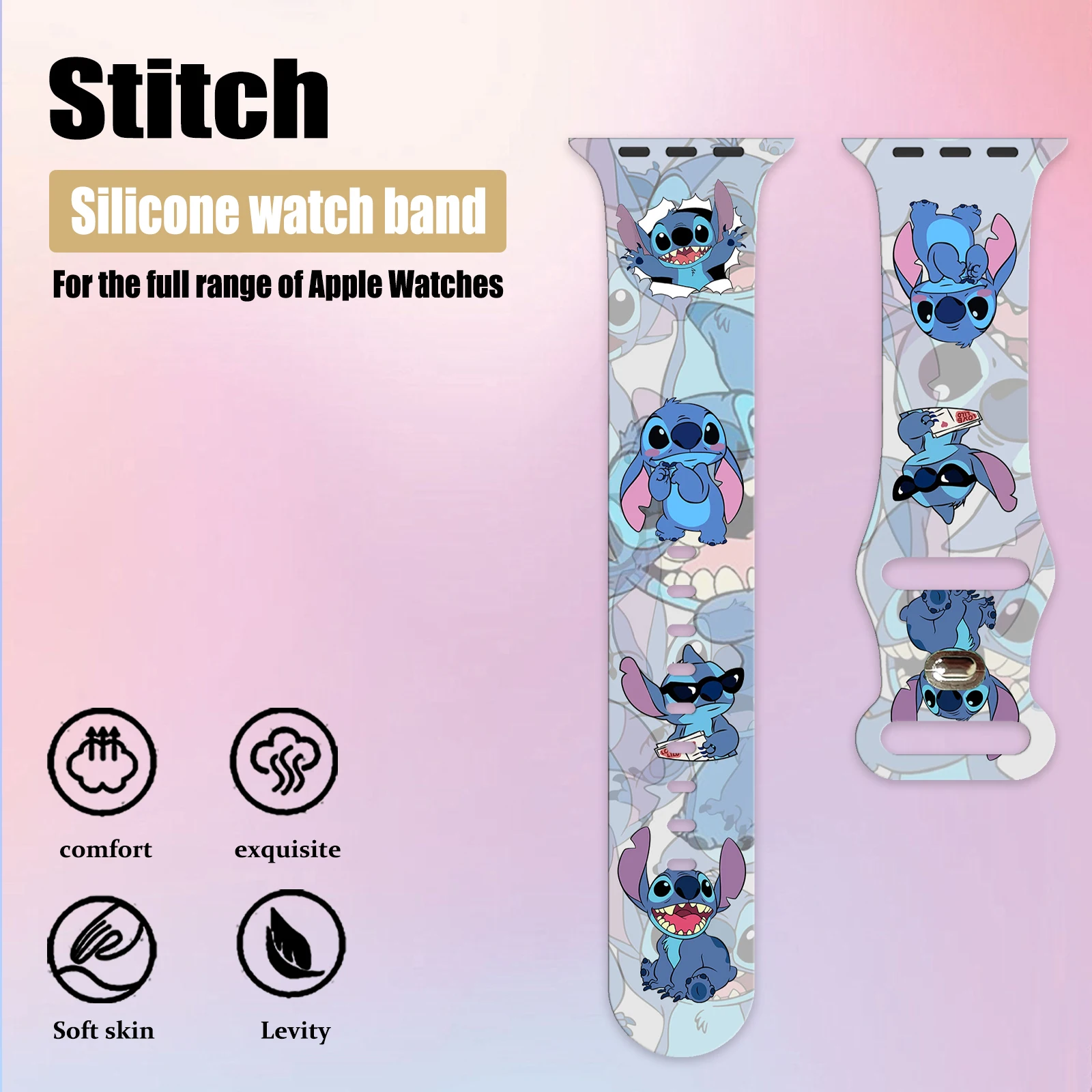 Stitch Series 3 bedrukte horlogeband voor iWatch 11 10 9 8 siliconen band vervangbare armband voor Apple Watch 46 mm 44 mm 42 mm 41 mm