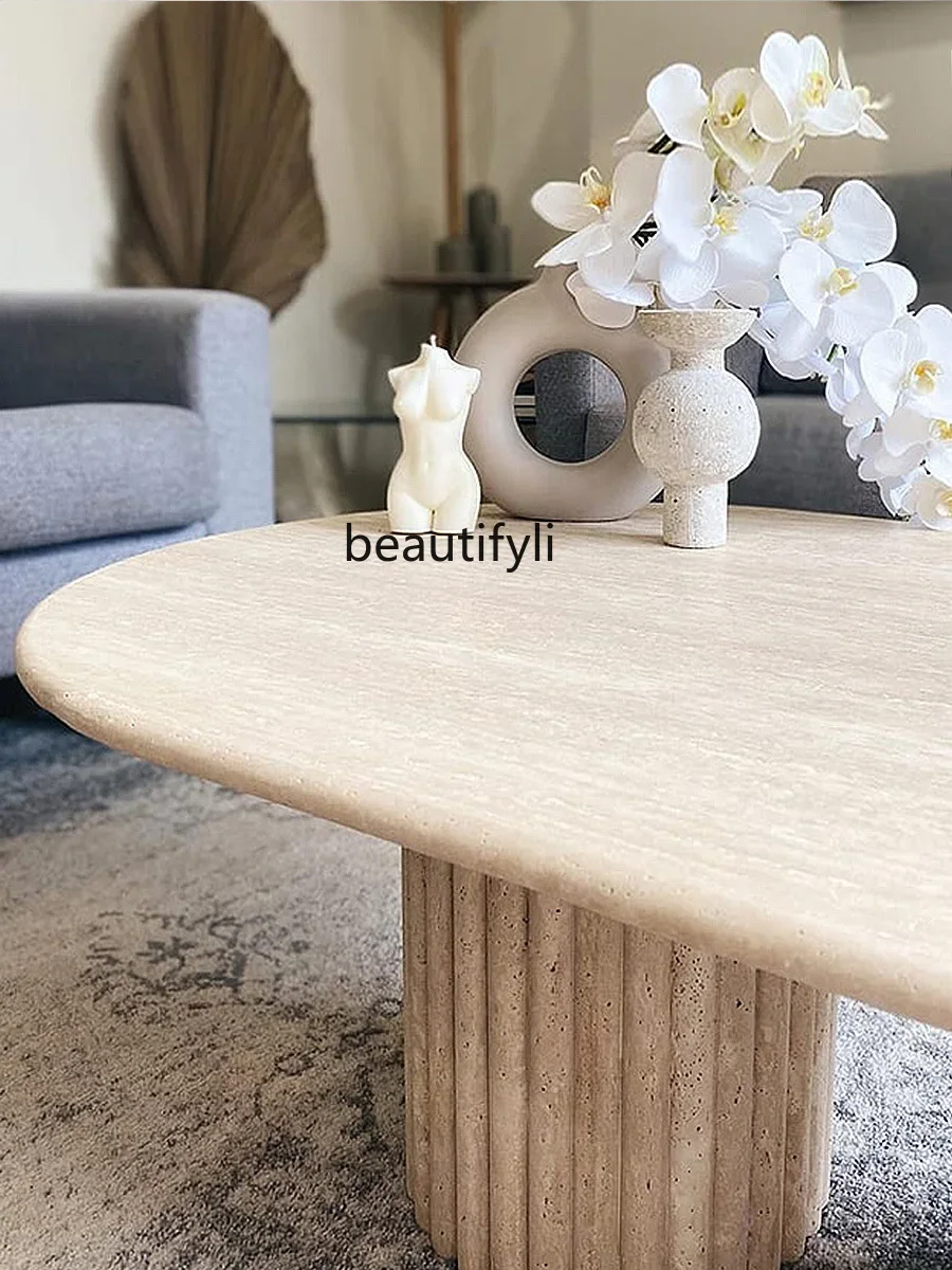 Italian-Roman travertine living room coffee table sofa tea table Nordic designer creative coffee table