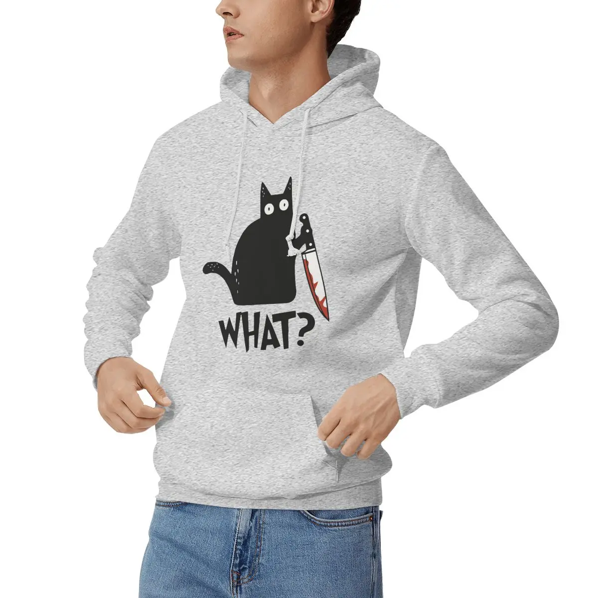 Cat What Murderous Black Cat With Knife Gift Premium Hoodies Men Women Pullover Sweatshirts Long Sleeve Streetwear Autumn Winter