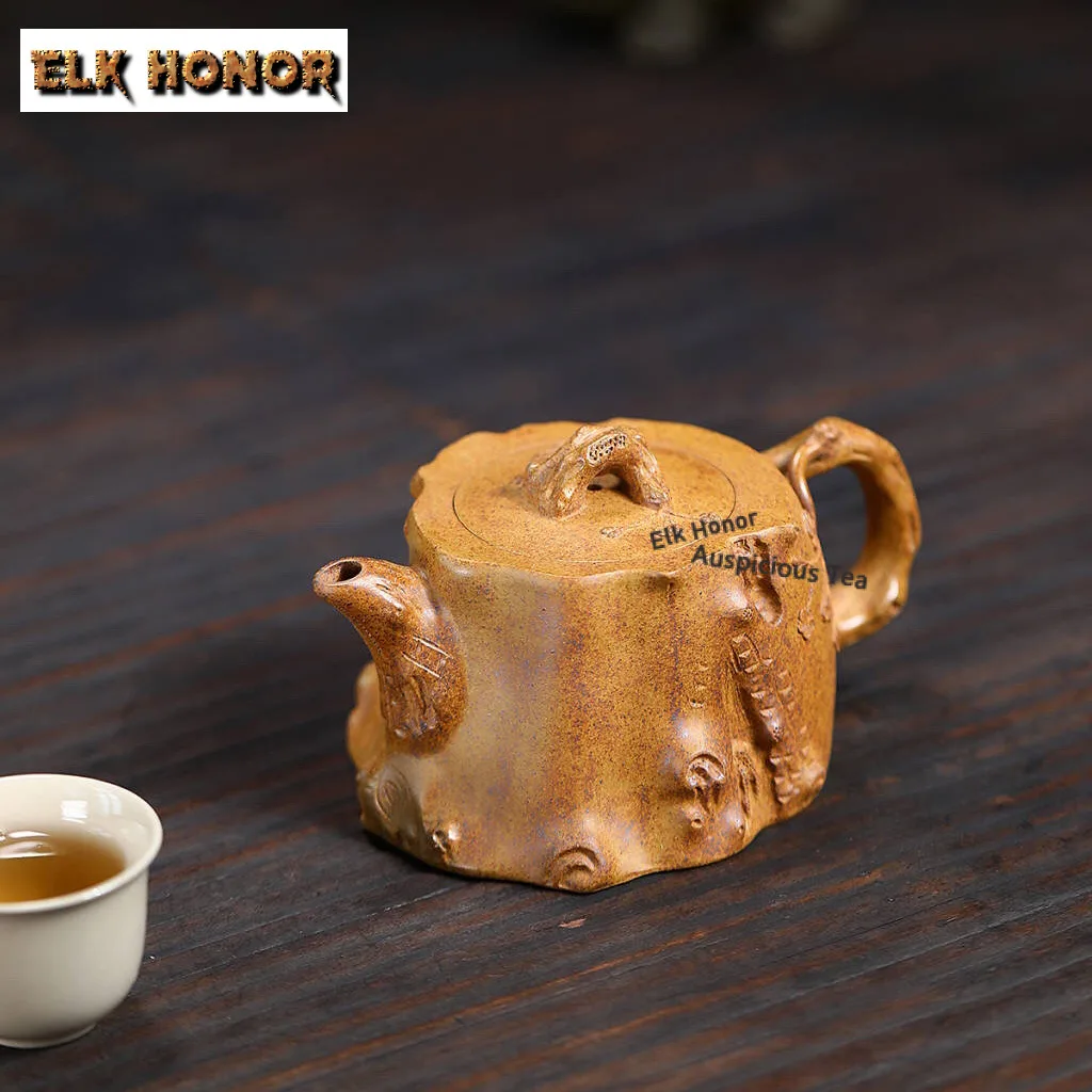 

300ml Luxury Yixing Purple Clay Teapots Handmade Mei Zhuang Pot Raw Ore Bamboo Joint Mud Kettle With Filter Zisha Tea Set Gift